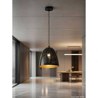 Rendering of pendant light suspended in modern hallway