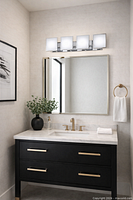 Fixture displayed above bathroom vanity