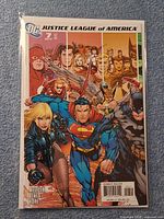 Front view of bagged Justice League of America #7 comic