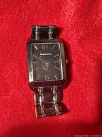 Front view of Cerentino rectangular wristwatch showing dial and bracelet