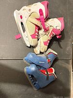 Both pairs laid out, showing overall design, colors, condition