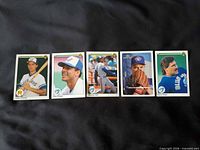 Front view of all five 1990 Upper Deck Blue Jays cards