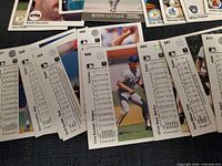 Assorted card backs showing player stats and numbering
