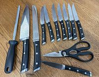 Full 12-piece Chicago Cutlery set laid out