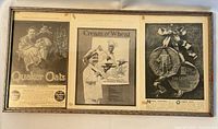 Full view of framed advertising prints