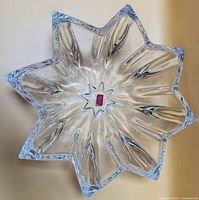 Top view of clear star-shaped crystal bowl