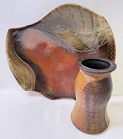 Platter front and vase together