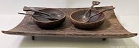 tray with bowls and spoons displayed