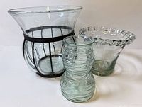 All three light green hand-blown glass pieces