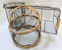 Group shot of three baskets showing overall forms and materials