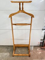 Full front view of complete oak valet stand