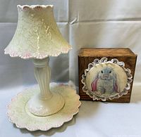 Candle holder and closed wooden box front view