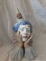 Front angled view of Lladró clown figurine