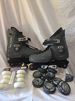 Overall view of skates and accessories