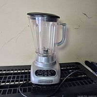 Full view of KitchenAid blender with pitcher and lid