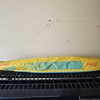 Yellow Coca-Cola cue bag overview