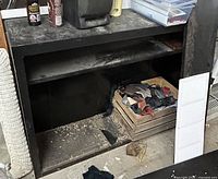 front view showing entire shelving unit with contents removed