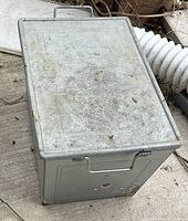 Top view showing rectangular shape, lid and handle