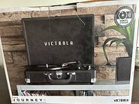 Front of retail box showing Victrola Journey+ turntable image