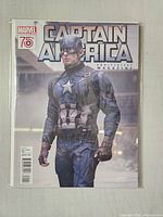 Front view of the bagged Captain America Anniversary Magazine showing cover artwork and Marvel 70th anniversary logo
