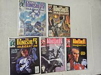 All five Punisher Magazine issues laid out