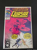 Front cover of the bagged Quasar #25 comic