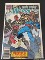 Front cover of The New Warriors #18 in bag and board
