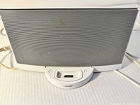 Front view of SoundDock showing 30-pin dock and speaker grille