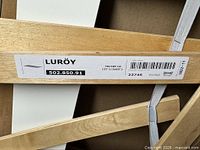 Label on LURÖY slatted base showing model number and size