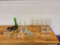 Group shot of all glassware on table