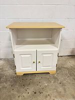 Front view of side table cabinet closed