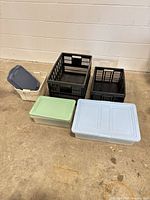all five containers arranged on floor