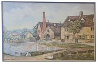 English village millpond framed print