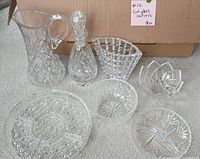 Group shot of all seven cut glass pieces