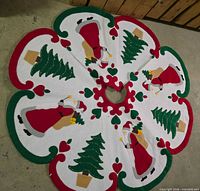 Felt tree skirt with Santa and tree appliqué