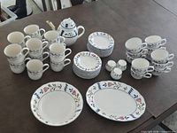 Full layout of dinnerware set on table