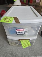 Two stacked Sterilite drawers labelled 17-qt ClearView