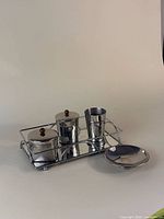Entire 5-piece metal bathroom set on tray