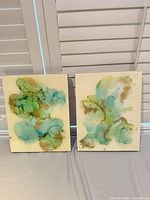 Front view both abstract paintings