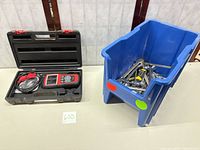 Overall lot with scanner in case and bin of tools