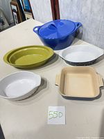 Group shot of all five stoneware baking pieces