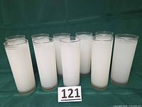 Front view of all ten glasses standing