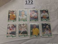 Fronts of first eight 1990 Fleer League Leaders cards