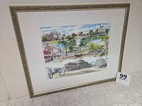 Full view of framed Phoenixville Sesquicentennial print with frame and mat
