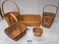 Group shot of all five Longaberger baskets