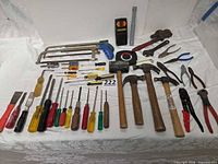 Full layout of entire lot showing all hand tools