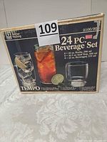 Front view of sealed Anchor Hocking Tempo 24-piece beverage set box