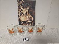 group shot of four mugs and Dorney Park book