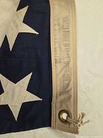Valley Forge maker’s mark and brass grommet on large cotton flag