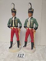 Front view of both ceramic soldier decanters